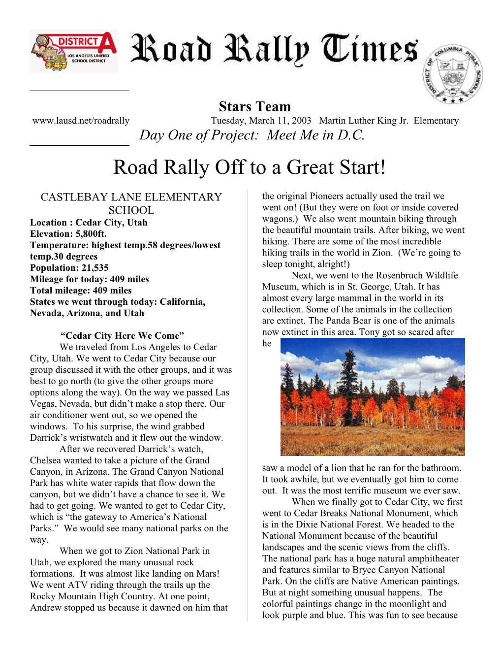 Road Rally Times