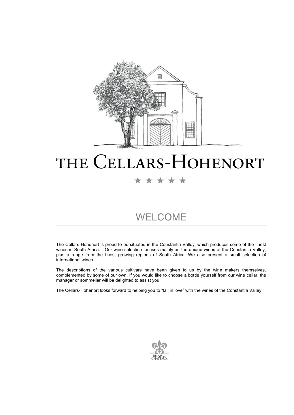 Cellars Hohenort Wine List
