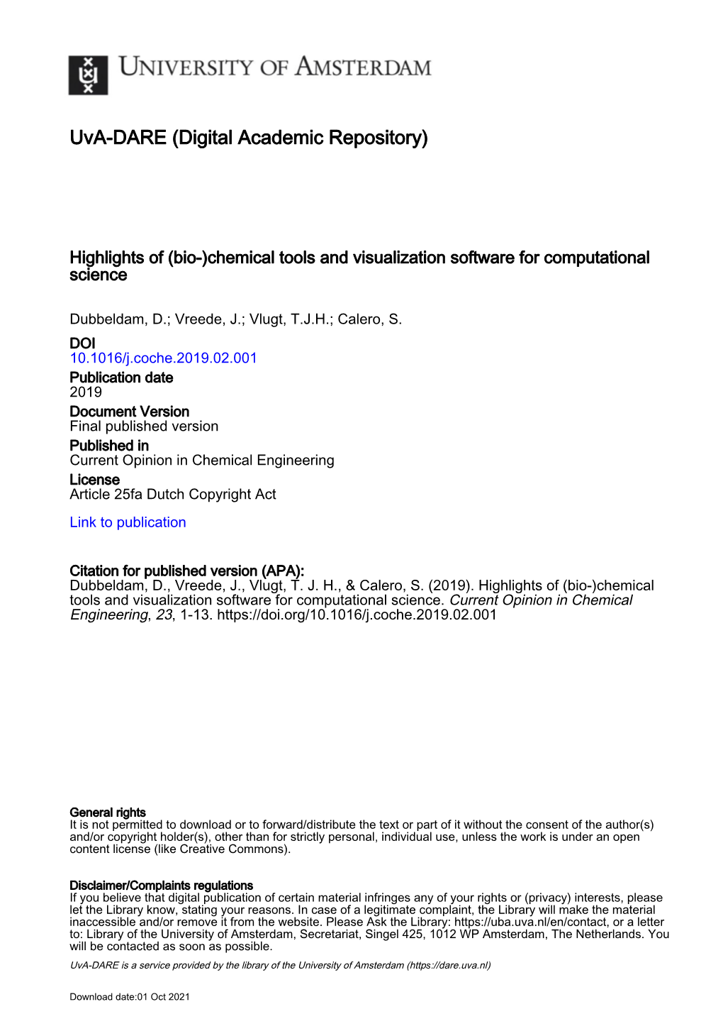 (Bio-)Chemical Tools and Visualization Software for Computational Science