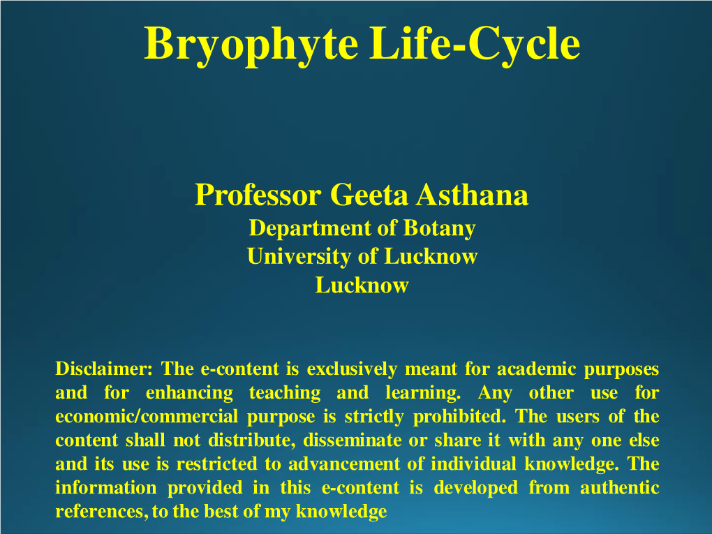 Bryophyte Life-Cycle