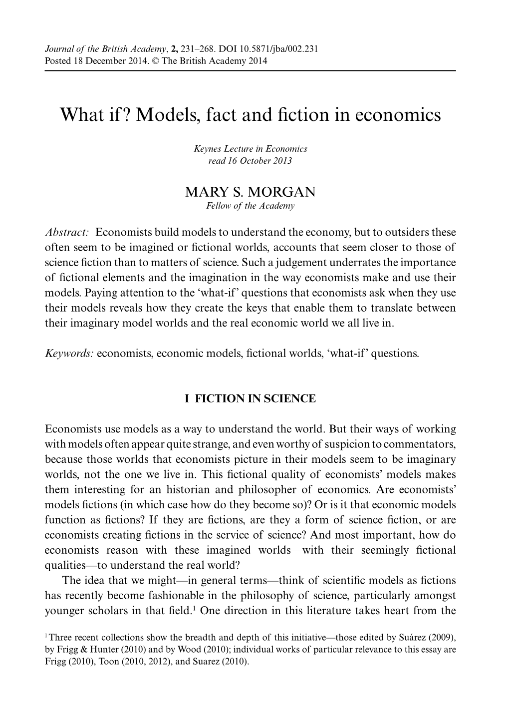 Models, Fact and Fiction in Economics