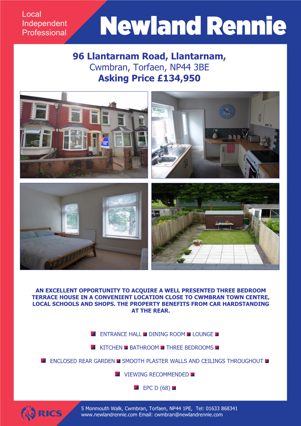 96 Llantarnam Road, Llantarnam, Cwmbran, Torfaen, NP44 3BE Asking Price £134,950