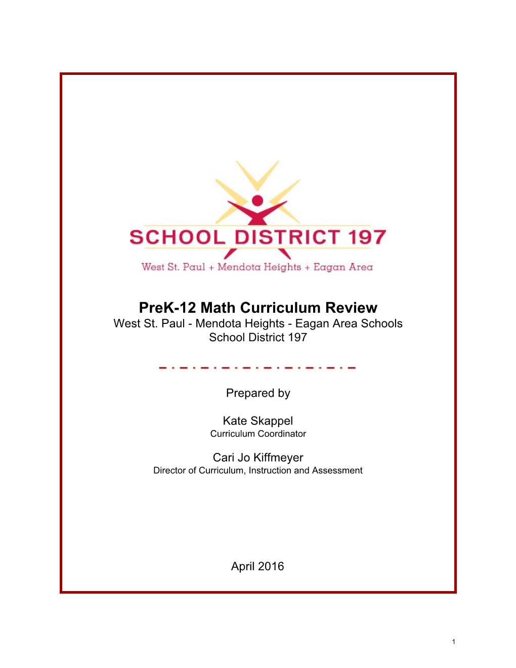 Prek12 Math Curriculum Review