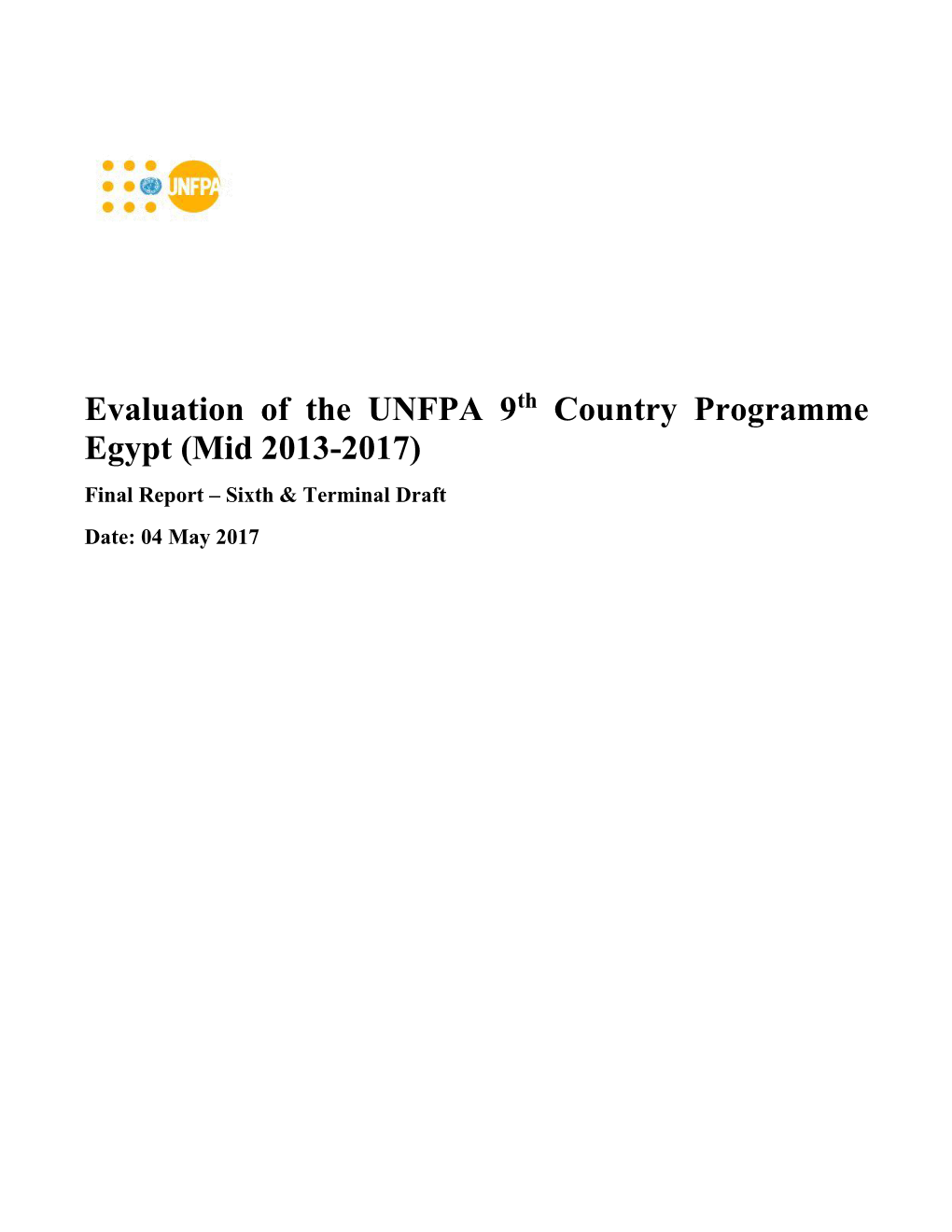 Evaluation of the UNFPA 9 Country Programme Egypt