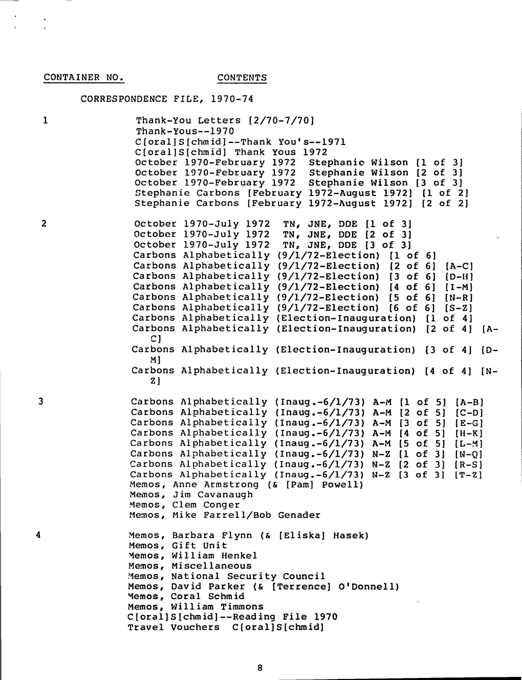 White House Central Files, Staff Member and Office Files: Susan