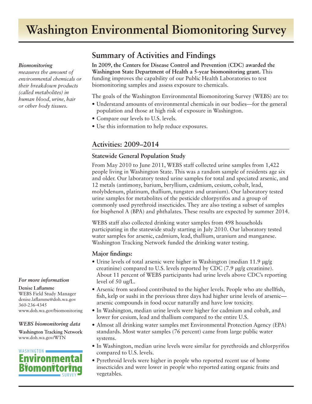 Washington Environmental Biomonitoring Survey