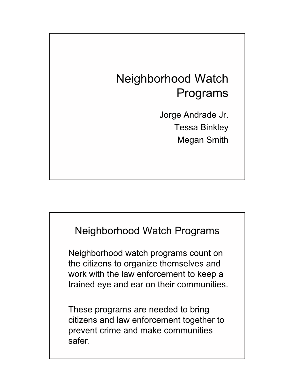 Neighborhood Watch Programs