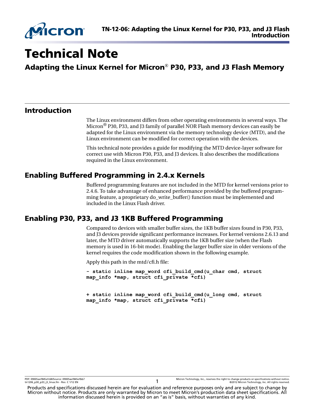 Adapting the Linux Kernel for Micron® P30, P33, and J3 Flash Memory