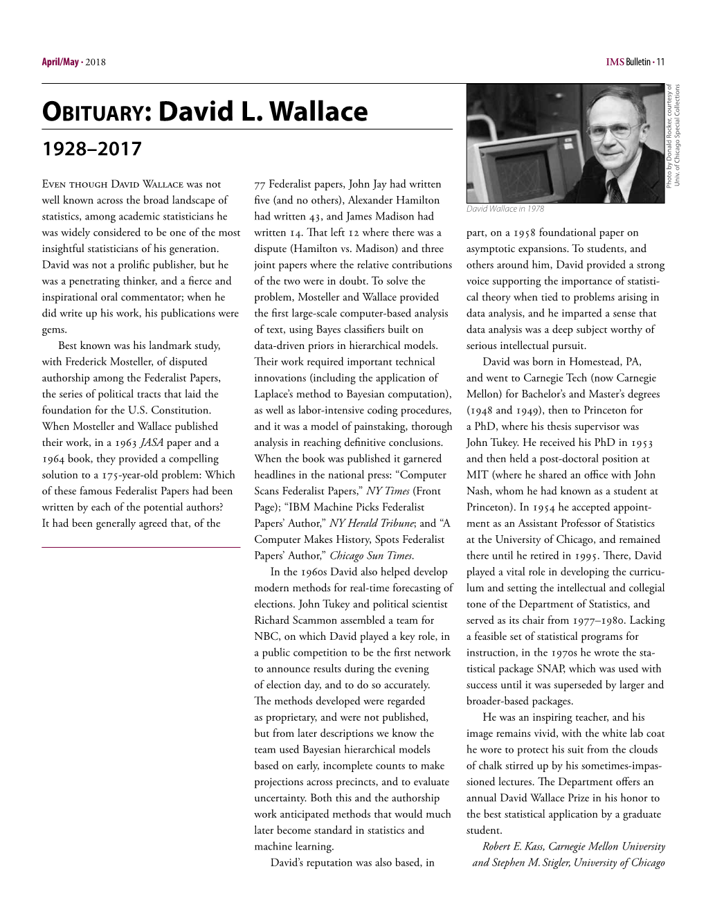 OBITUARY: David L. Wallace 1928–2017 Univ