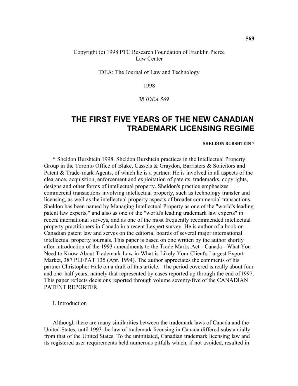 The First Five Years of the New Canadian Trademark Licensing Regime