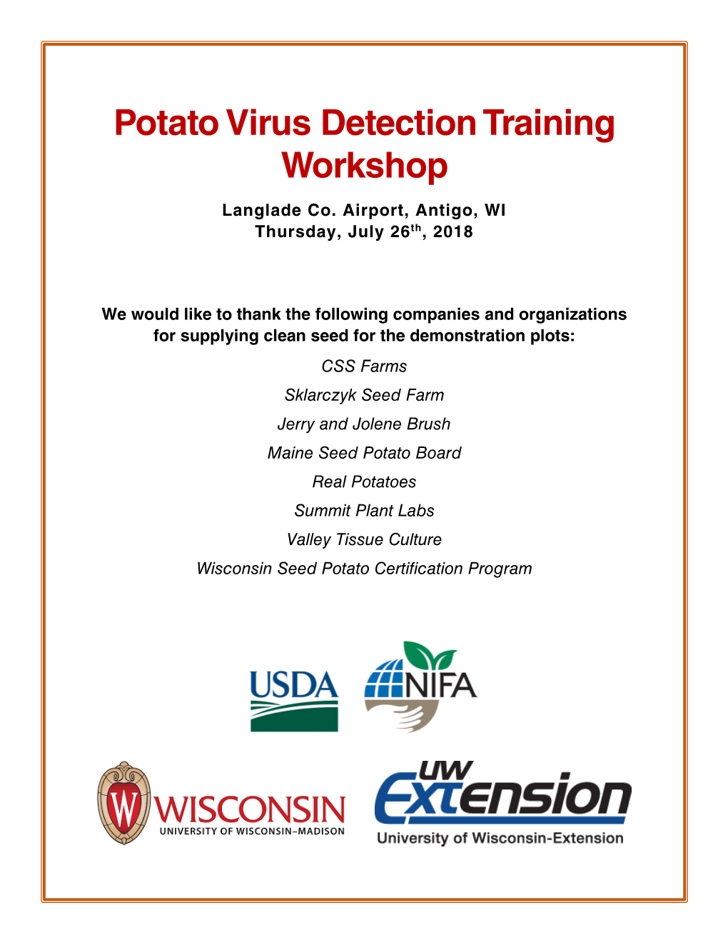 Potato Virus Detection Training Workshop