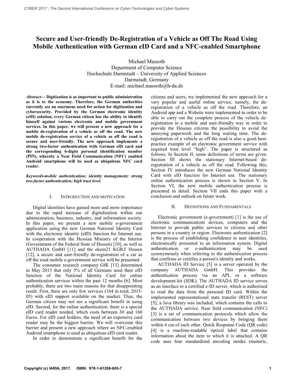 Secure and User-Friendly De-Registration of a Vehicle As Off the Road Using Mobile Authentication with German Eid Card and a NFC-Enabled Smartphone