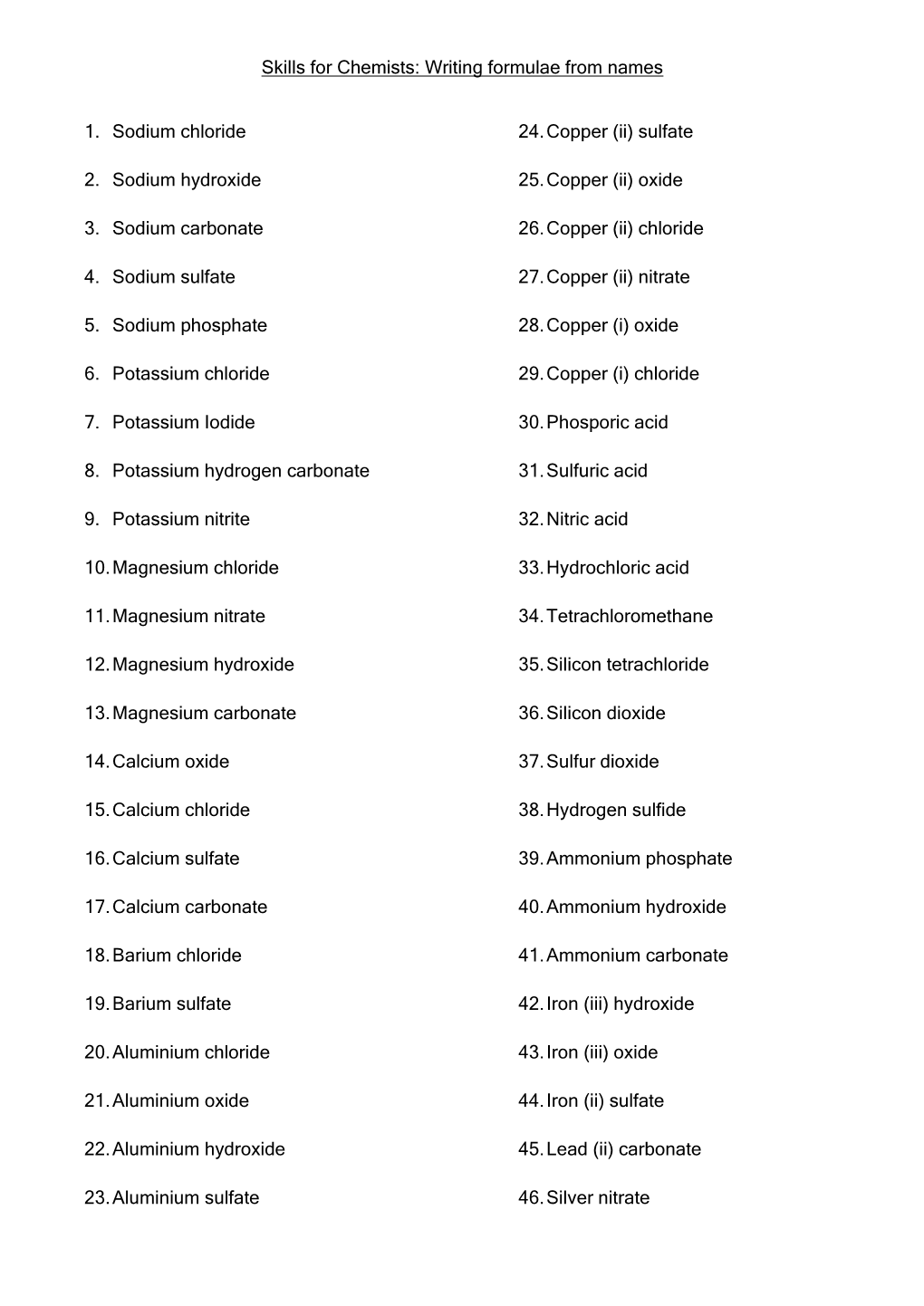 Week 7 – Writing Formulae from Names