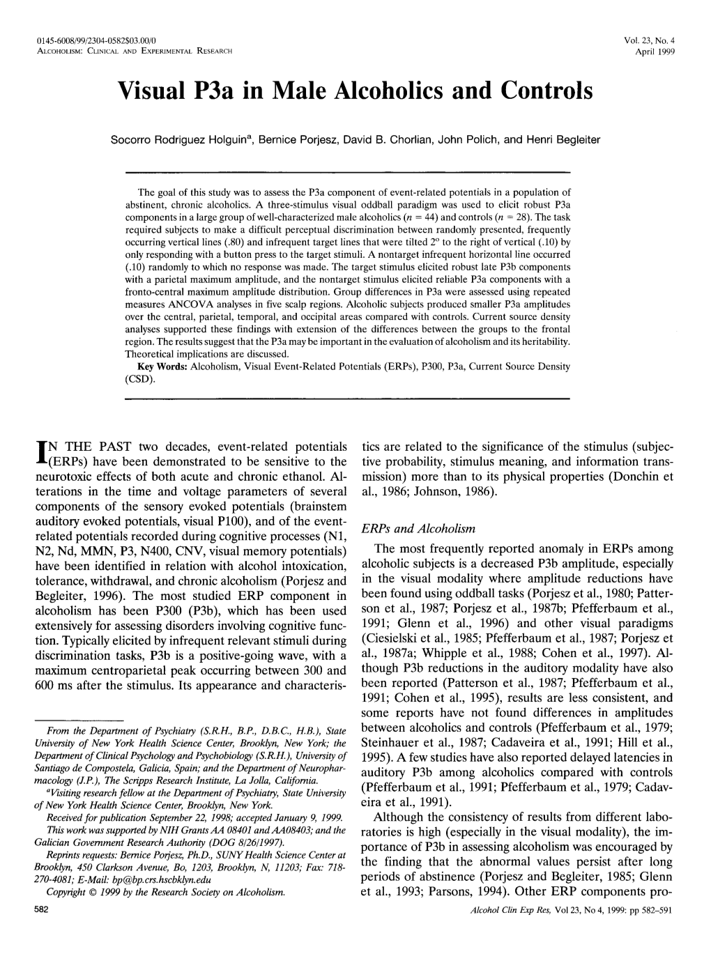 Visual P3a in Male Alcoholics and Controls