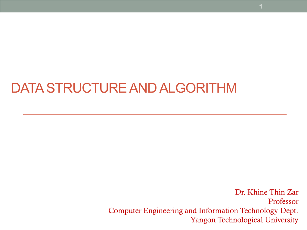 Data Structure and Algorithm (Lecture