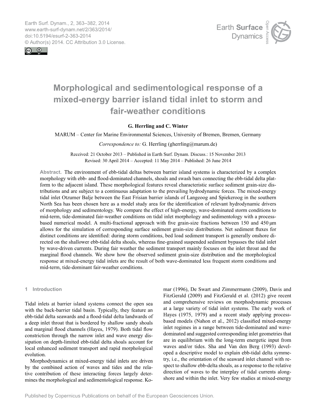 Morphological and Sedimentological Response of a Mixed-Energy Barrier Island Tidal Inlet to Storm and Fair-Weather Conditions