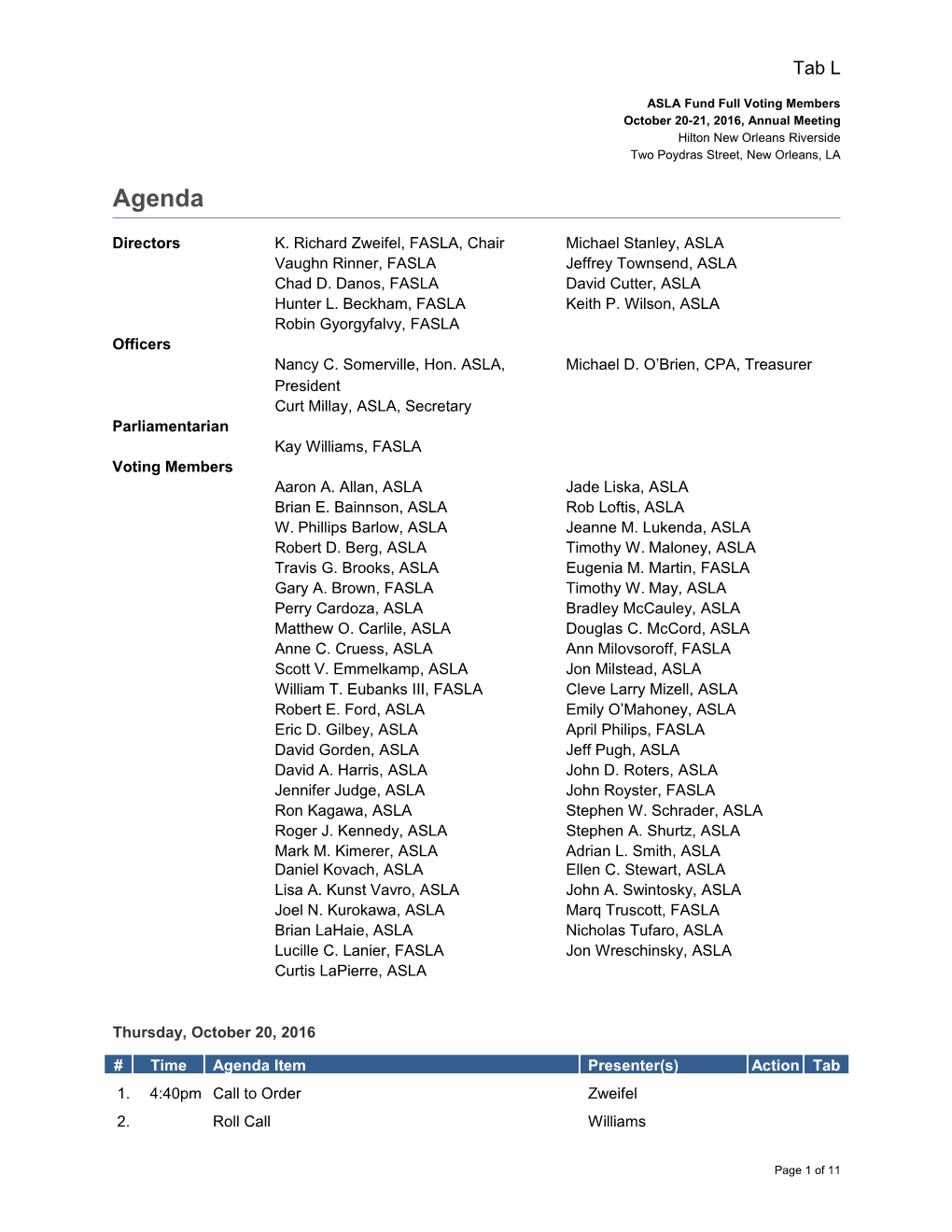 ASLA Fund Full Voting Members