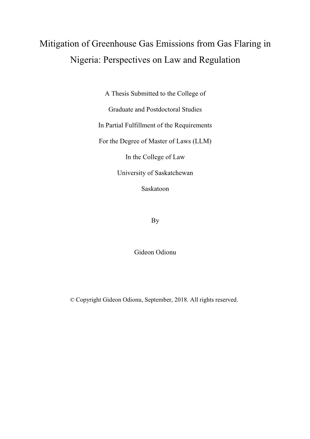 Mitigation of Greenhouse Gas Emissions from Gas Flaring in Nigeria: Perspectives on Law and Regulation