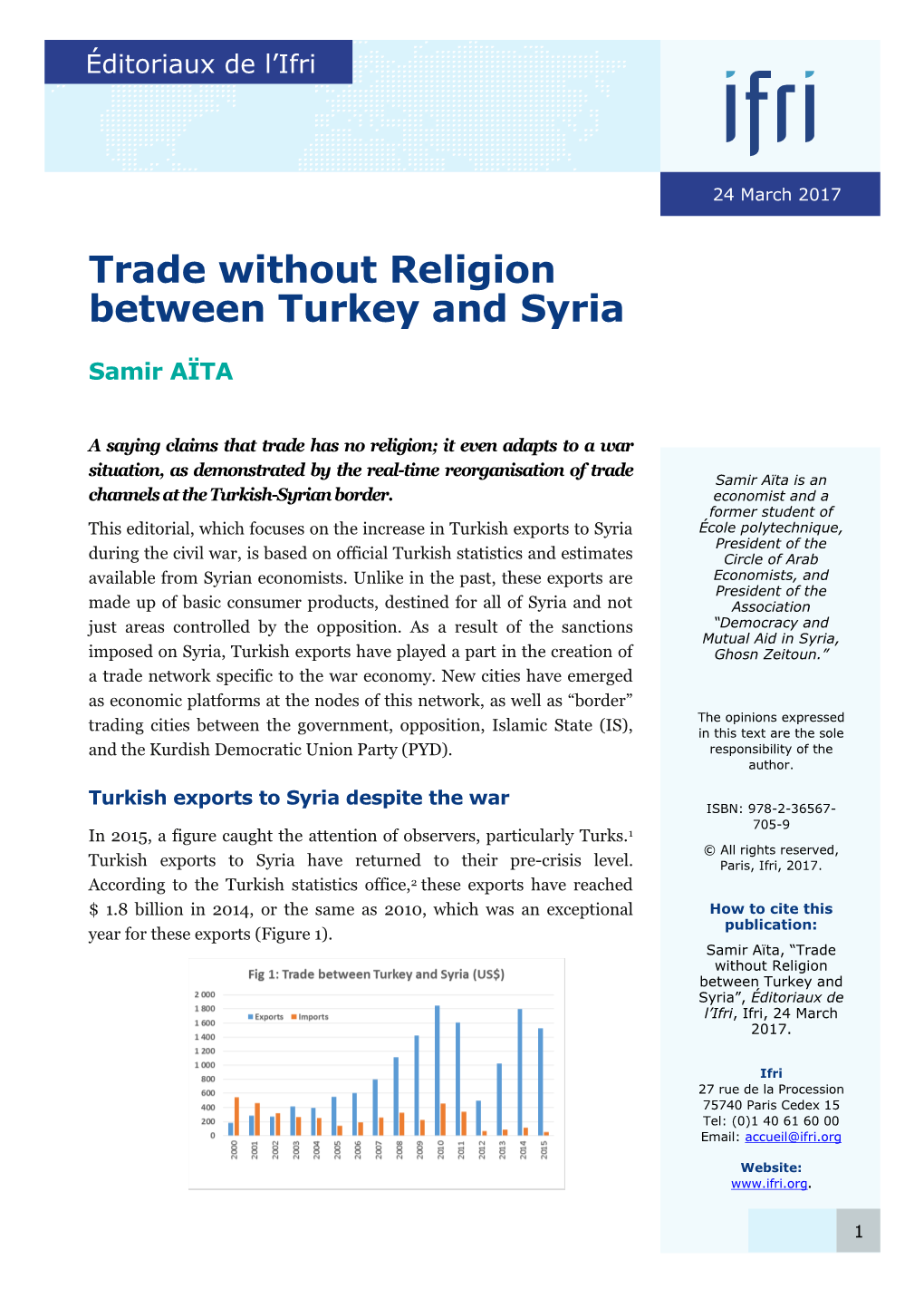 Trade Without Religion Between Turkey and Syria