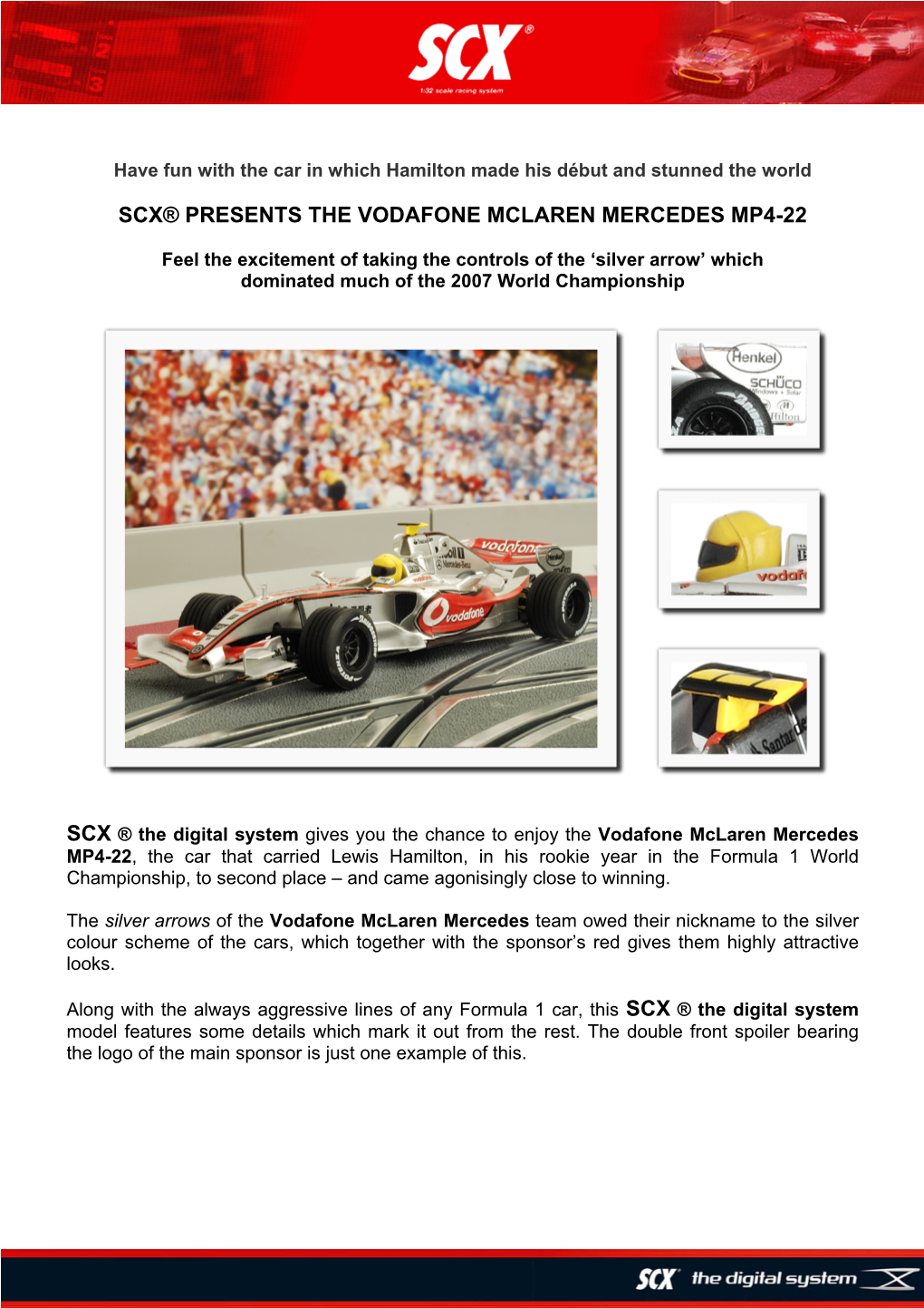 Scx® Presents the Vodafone Mclaren Mercedes Mp4-22