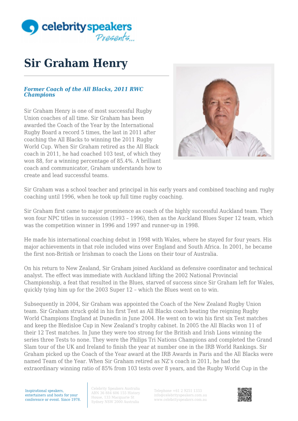 Sir Graham Henry