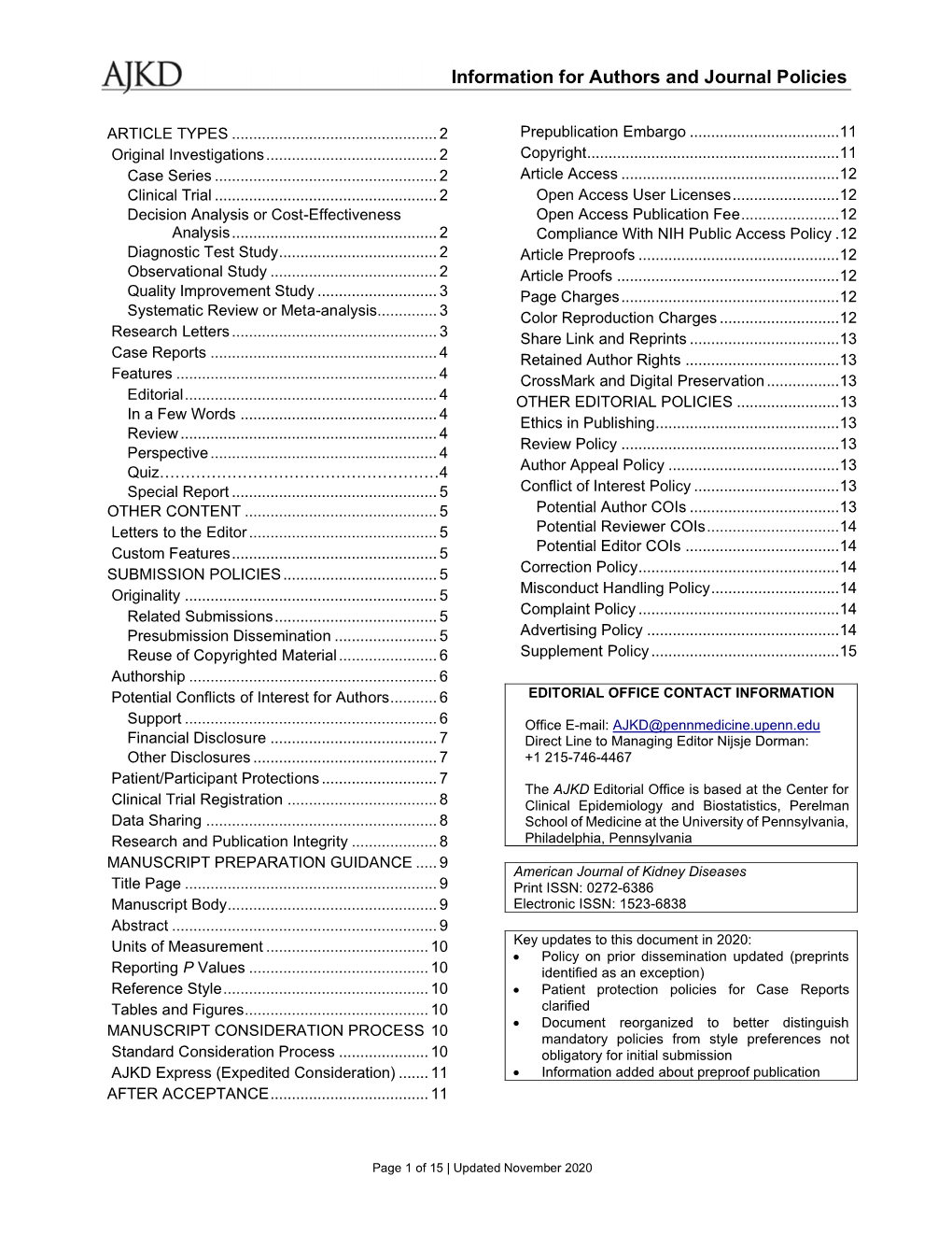 Information for Authors and Journal Policies