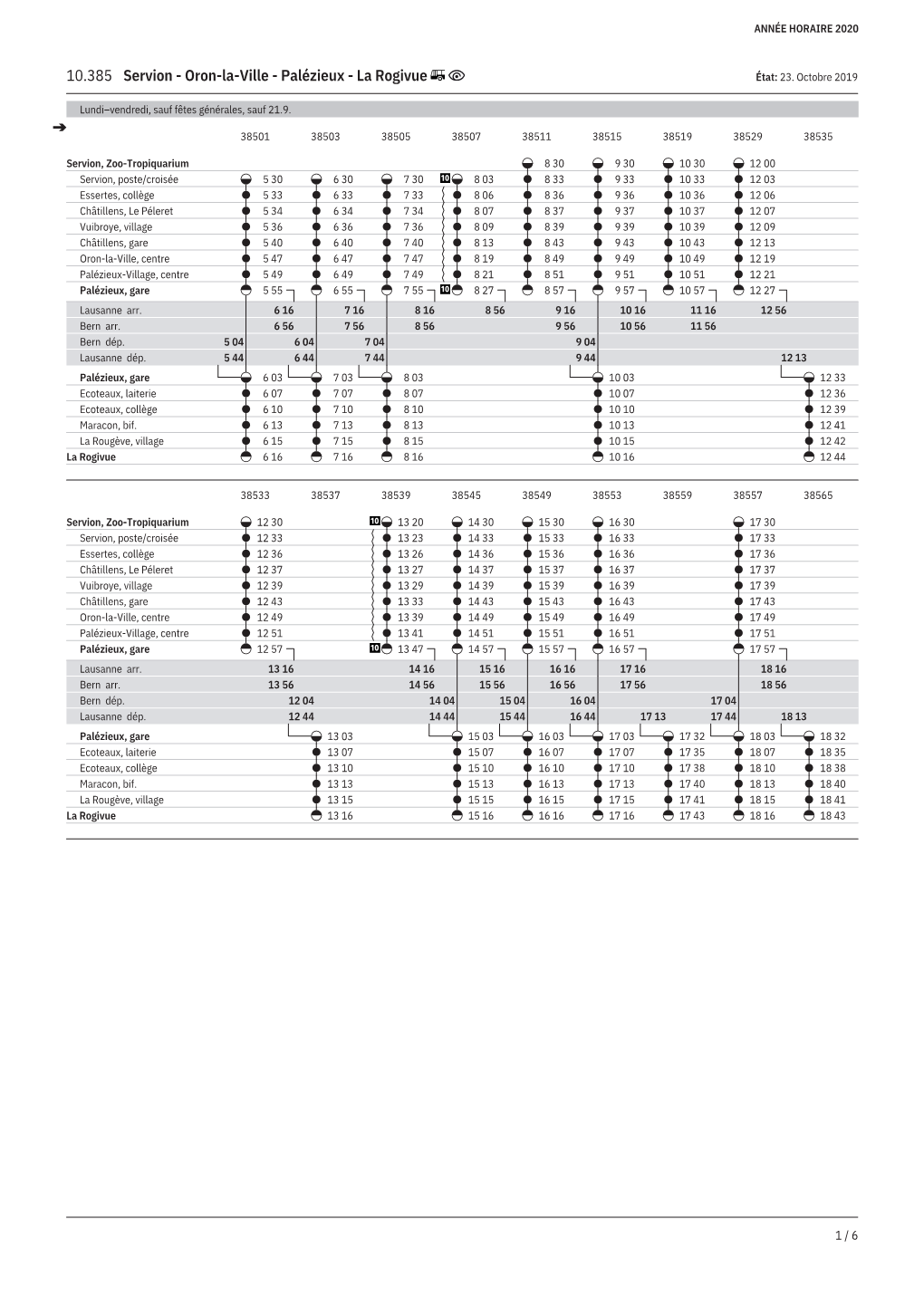 10.385 Servion - Oron-La-Ville - Palézieux - La Rogivue État: 23