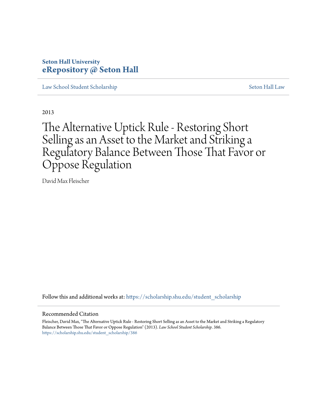 The Alternative Uptick Rule