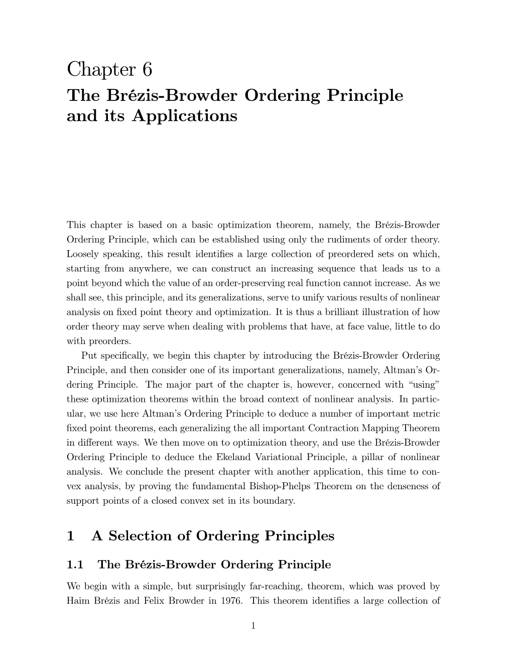 Chapter 6 the Brézis-Browder Ordering Principle and Its Applications