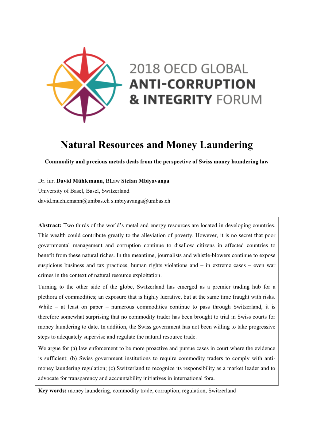 Natural Resources and Money Laundering