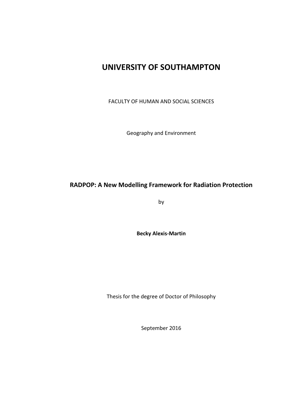 A New Modelling Framework for Radiation Protection