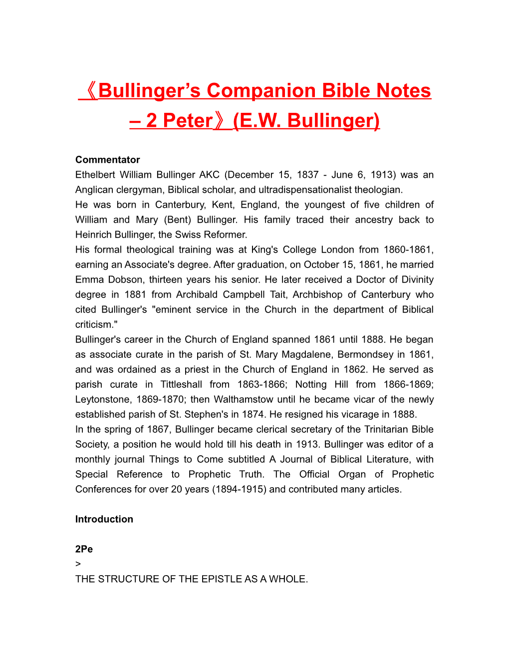 Bullinger S Companion Bible Notes 2 Peter (E.W. Bullinger)