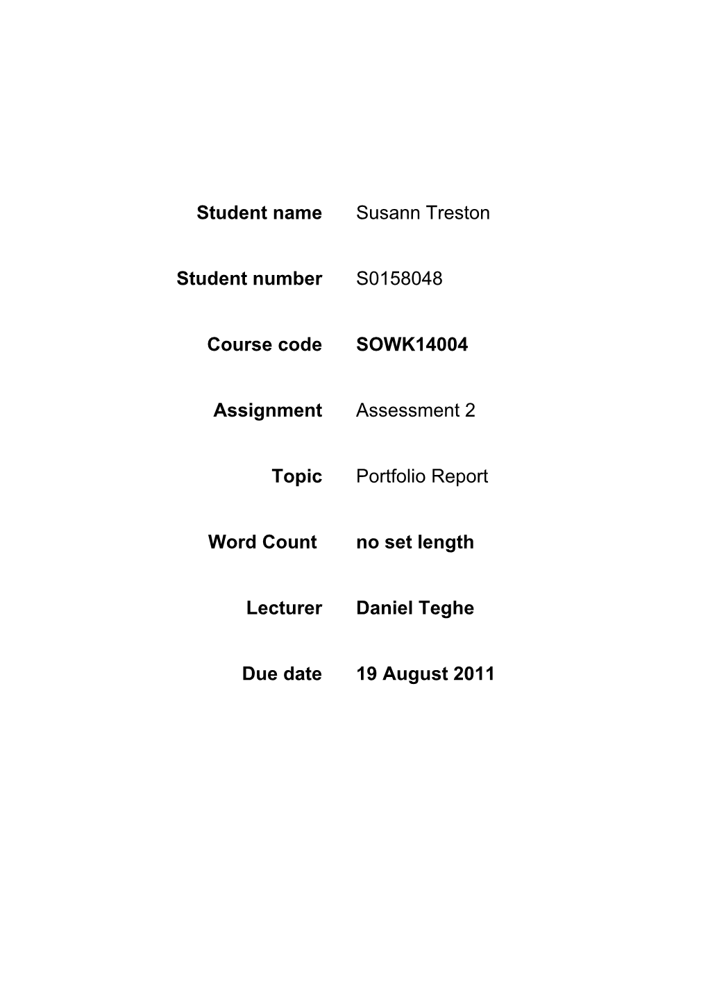 Student Name Susann Treston s2