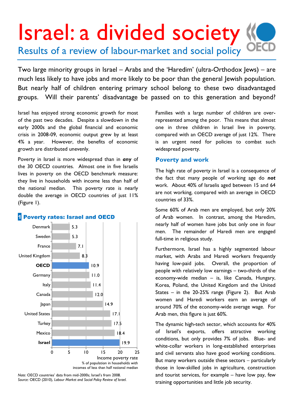 Israel: a Divided Society Results of a Review of Labour-Market and Social Policy