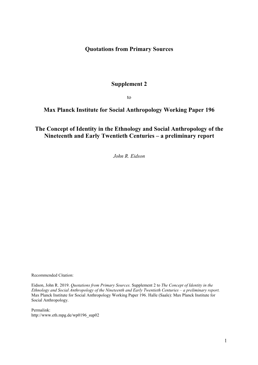 Max Planck Institute for Social Anthropology Working Paper 196