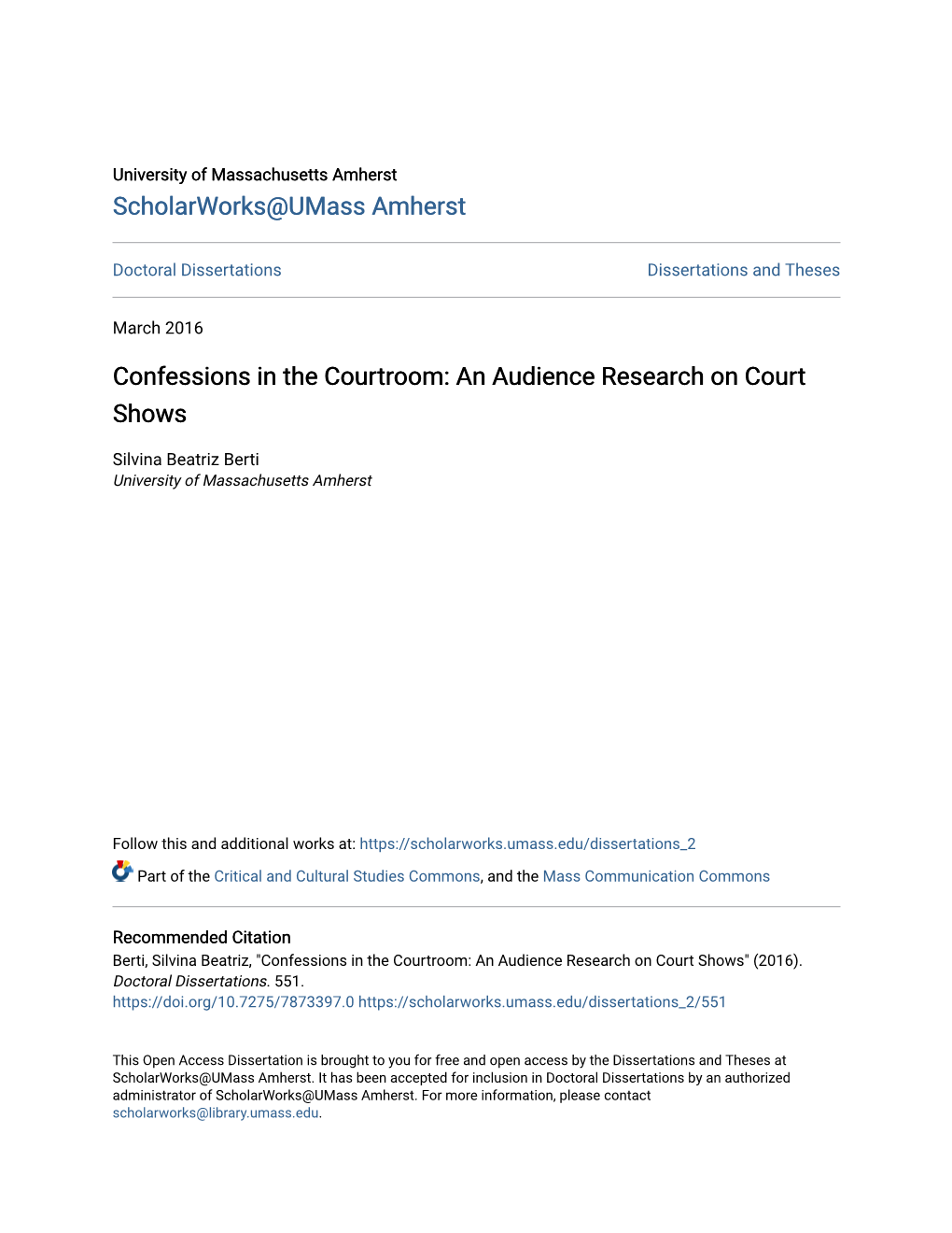 Confessions in the Courtroom: an Audience Research on Court Shows