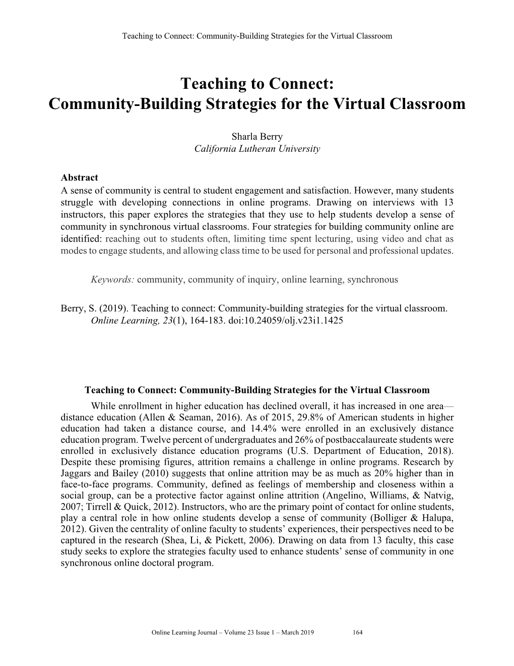 Community-Building Strategies for the Virtual Classroom