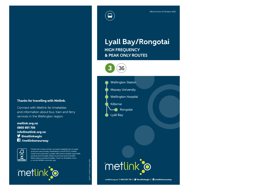 Lyall Bay/Rongotai HIGH FREQUENCY & PEAK ONLY ROUTES