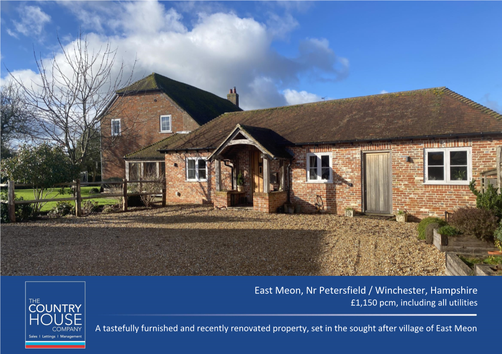 East Meon, Nr Petersfield / Winchester, Hampshire £1,150 Pcm, Including All Utilities