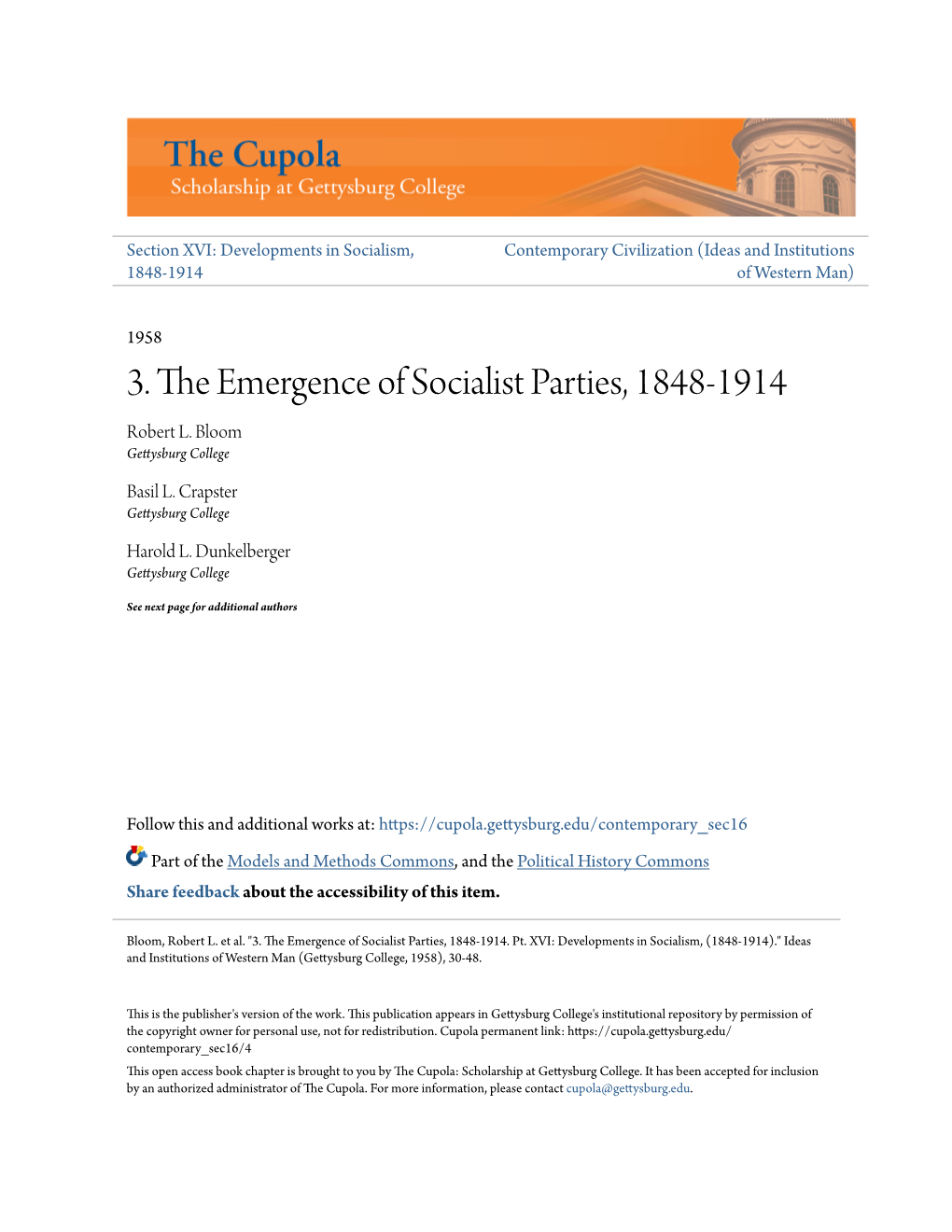 3. the Emergence of Socialist Parties, 1848-1914