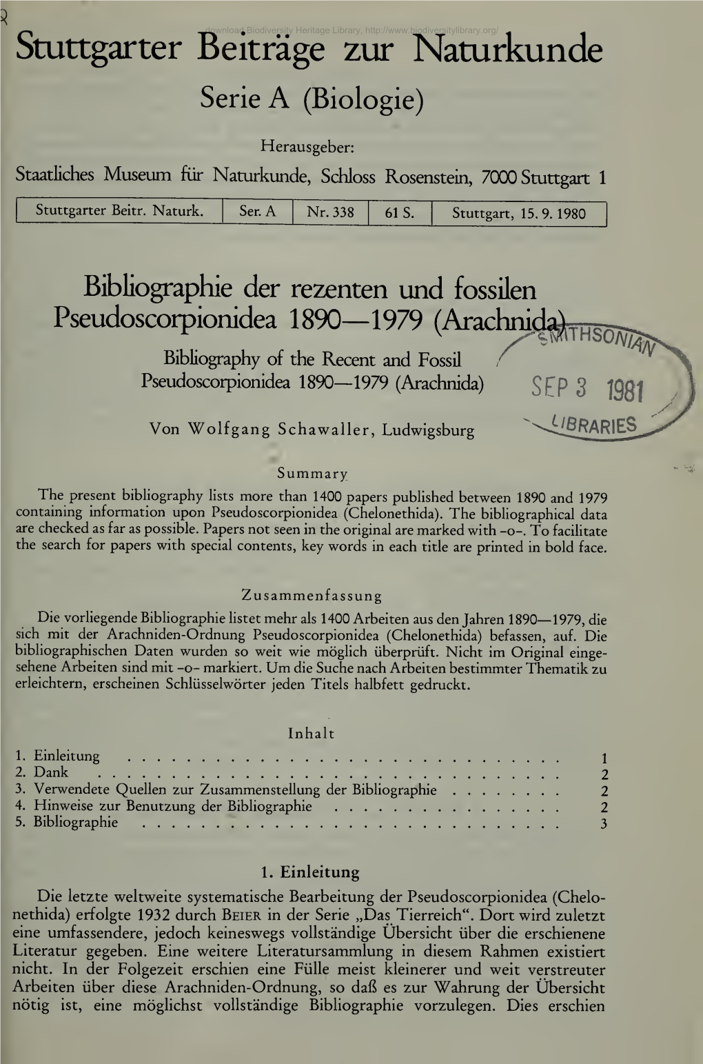 Stuttgarter Beiträge Zur Naturkunde