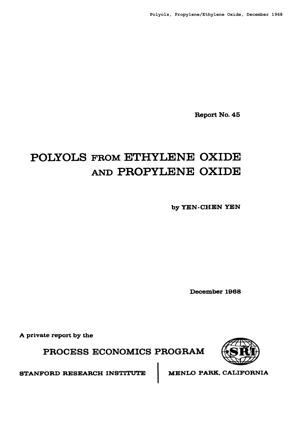 Polyols, Propylene/Ethylene Oxide