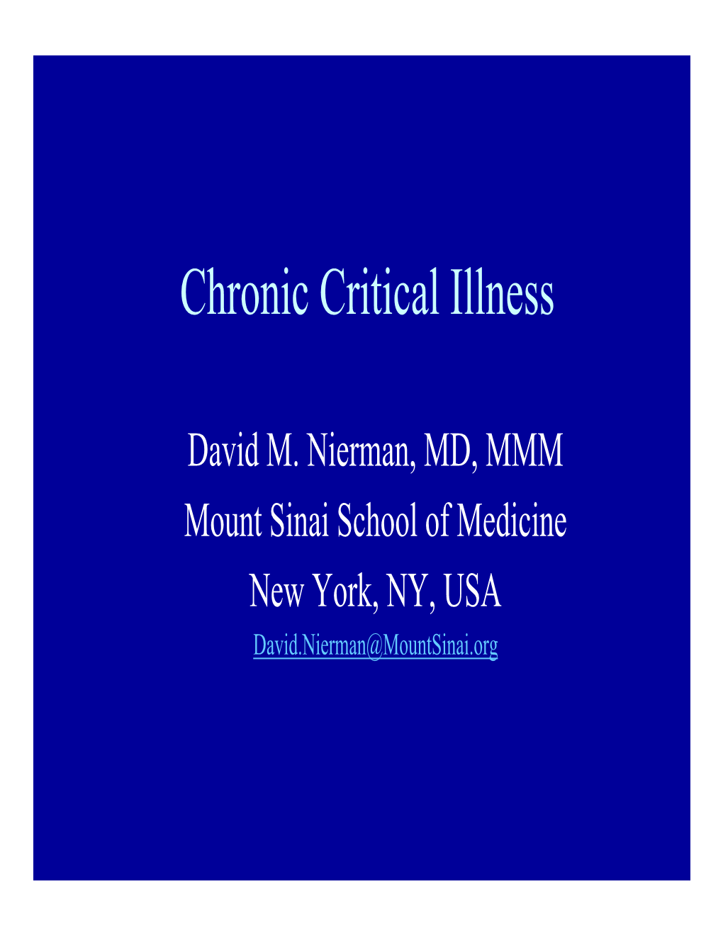 Chronic Critical Illness