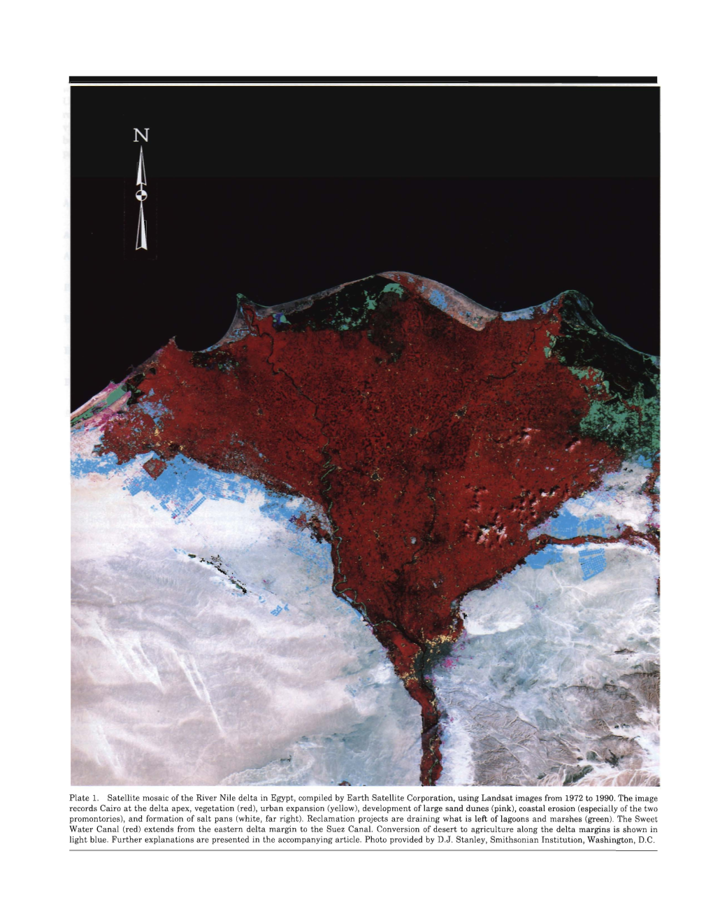 Plate 1. Satellite Mosaic of the River Nile Delta in Egypt, Compiled by Earth Satellite Corporation, Using Landsat Images from 1972 to 1990
