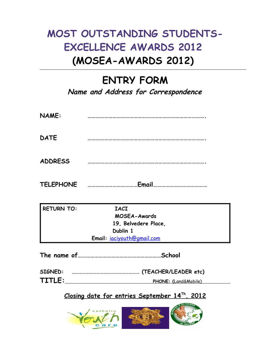 Most Outstanding Students-Excellence Awards 2012