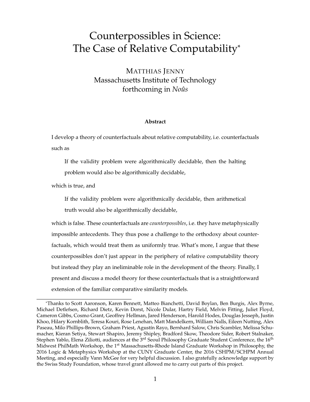 Counterpossibles in Science: the Case of Relative Computability*