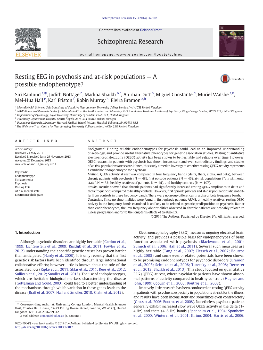 Resting EEG in Psychosis and At-Risk Populations — a Possible Endophenotype?