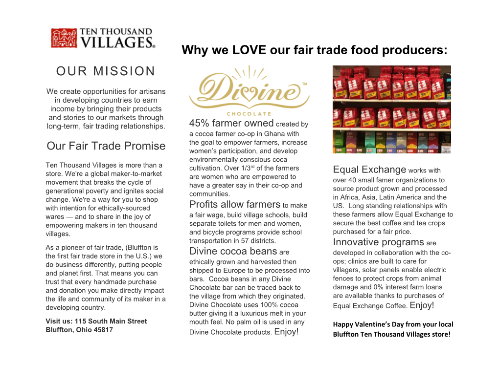 Why We LOVE Our Fair Trade Food Producers: OUR MISSION