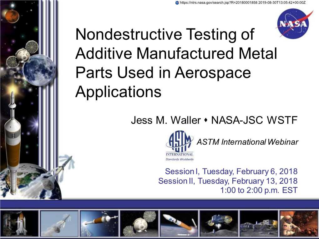 Nondestructive Testing of Additive Manufactured Metal Parts Used in Aerospace Applications