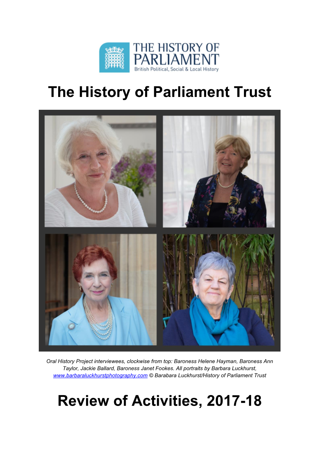 The History of Parliament Trust Review of Activities, 2017-18